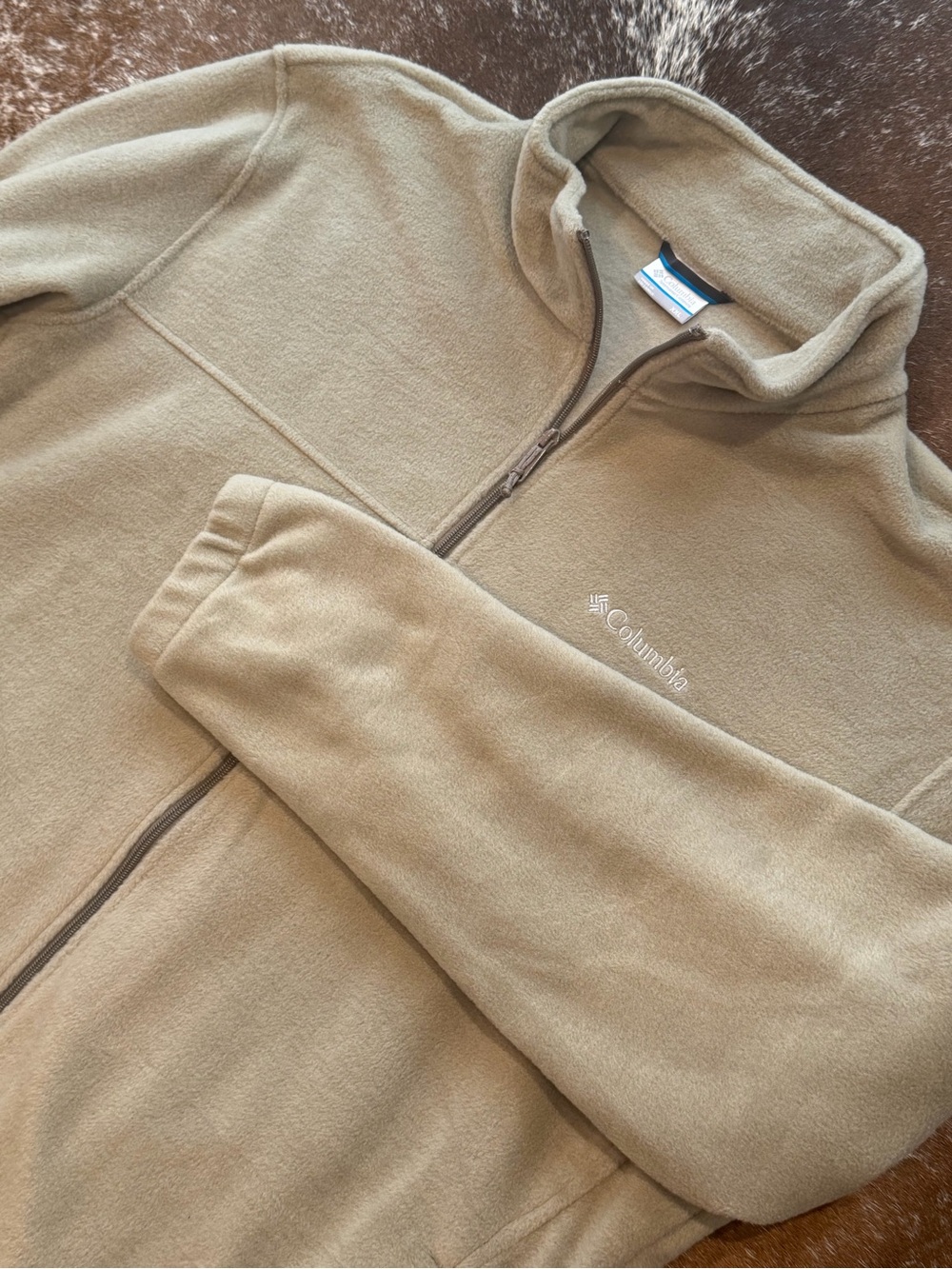 Columbia Full Zip Fleece Jacket Men’s XXL Tan Beige